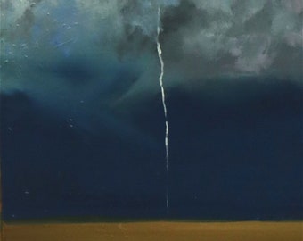 Crackling Chaos - 35x9.5" original oil storm landscape painting by Kimberly Dow