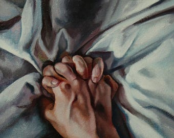 Twisted Sheets #5 - 9x12" -  original oil figurative portrait painting by Kimberly Dow
