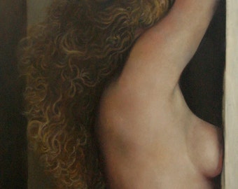 16x24 Print of oil painting female figurative classical nude portrait  'Inwardly Bound' -fine art nude by Kim Dow