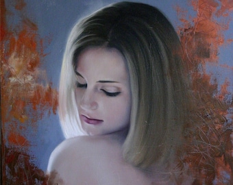 SALE The Mood original oil classical portrait narrative figurative painting by Kimberly Dow