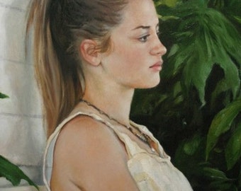 16x24 Print of oil painting narrative figurative portrait female 'Girl on Bench'