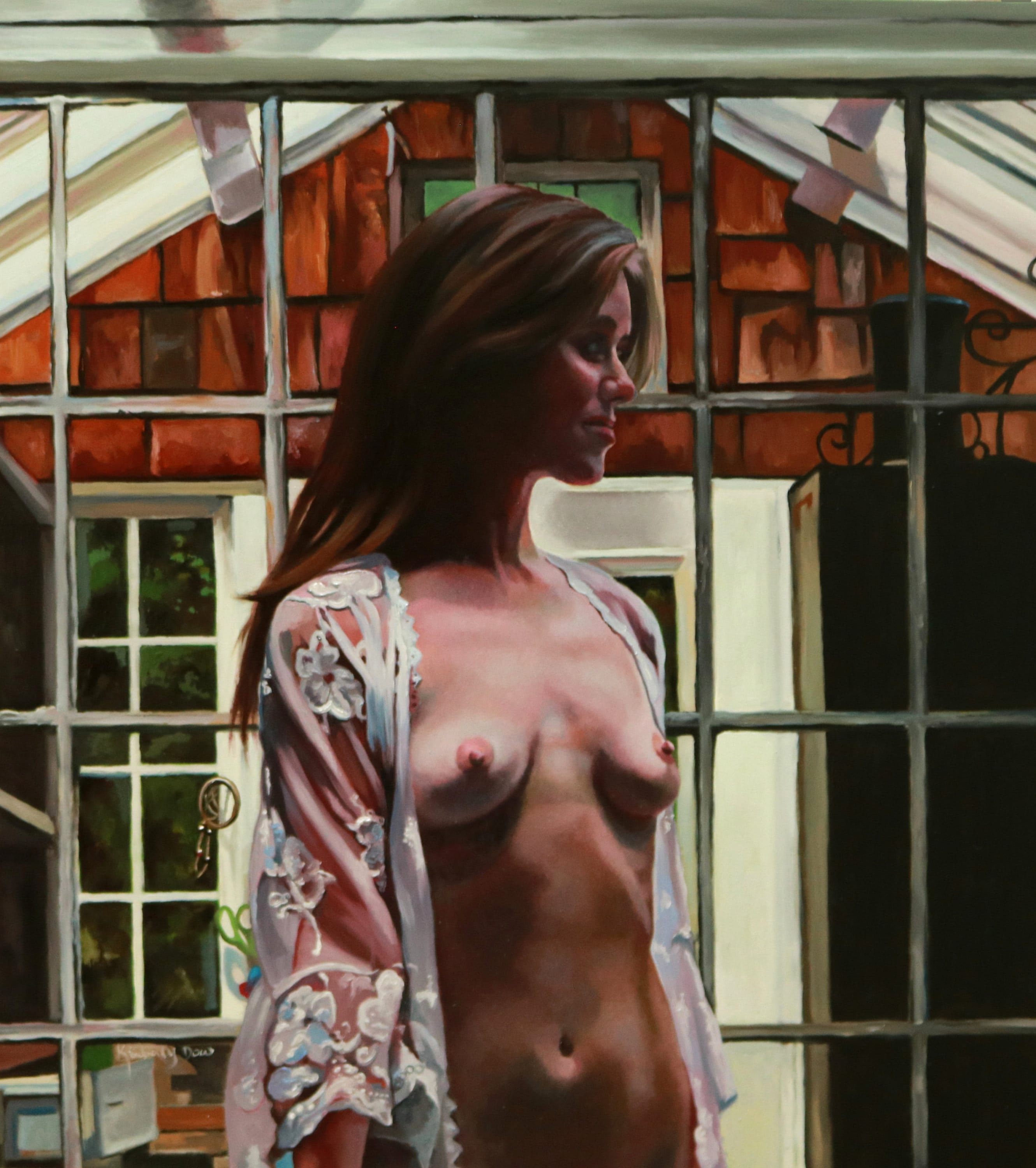Sacred Space - 20x18" original oil figurative nude portrait figure painting by Kimberly Dow