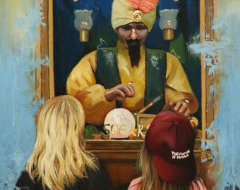 The Fortune Teller original oil portrait narrative figurative classical figure painting by Kimberly Dow