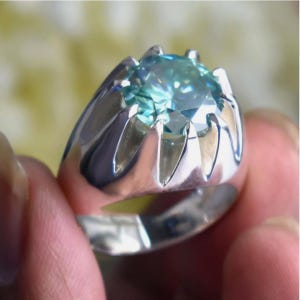 5.90 Ct Certified Lovely Treated Blue Diamond Solitaire Ring In 925 Silver