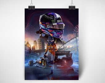 Lando Norris Poster, Singapore GP Winner 2024 with McLaren, Formula 1 Print, F1 Racing Poster, Gift for F1 Fans, Formula One Poster