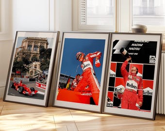 Set of 3 F1 Posters, Michael Schumacher Poster, Scuderia Ferrari, Marlboro Vintage, Formula 1 Poster, F1 Print, F1 Wall Art