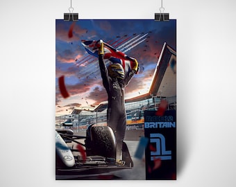 Lewis Hamilton Poster, British GP Winner 2024 with Mercedes - AMG Petronas, F1 Poster, Gift for F1 Fans, Formula One Poster