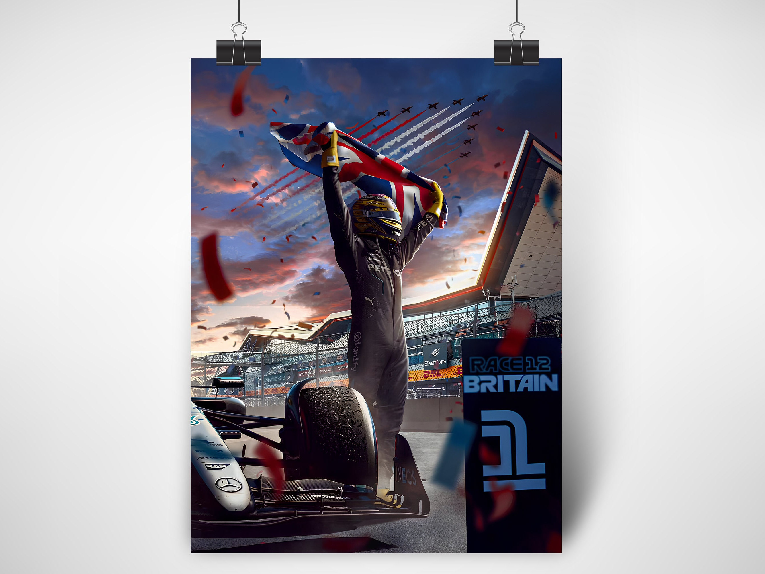 Estampe D'Art Formula 1 - Lewis Hamilton à Silverstone 2024 - Giclée 61x86 Cm