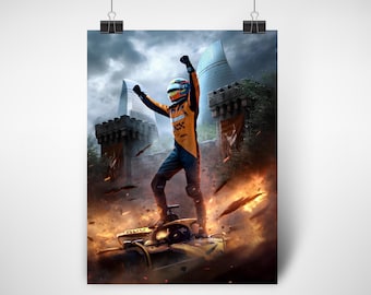 Oscar Piastri Poster, Azerbaijan GP Winner 2024 with McLaren, Formula 1 Print, F1 Racing Poster, Gift for F1 Fans, Formula One Poster