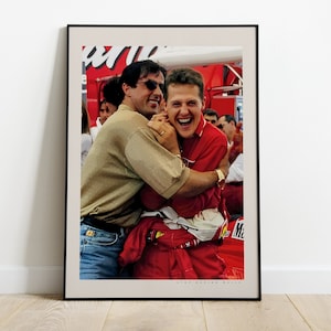Póster de Michael Schumacher y Sylvester Stallone, Marlboro Vintage, póster de F1, impresión de Fórmula 1, regalo para fanáticos de la Fórmula 1