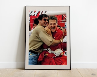 Poster with Michael Schumacher and Sylvester Stallone, Marlboro Vintage, F1 Poster, Formula 1 Print, Gift for Formula One Fans