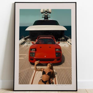 Póster vintage del Ferrari F40, impresión artística de pared de un coche icónico, decoración de pared para entusiastas de los coches, regalo perfecto para los fanáticos de Ferrari.