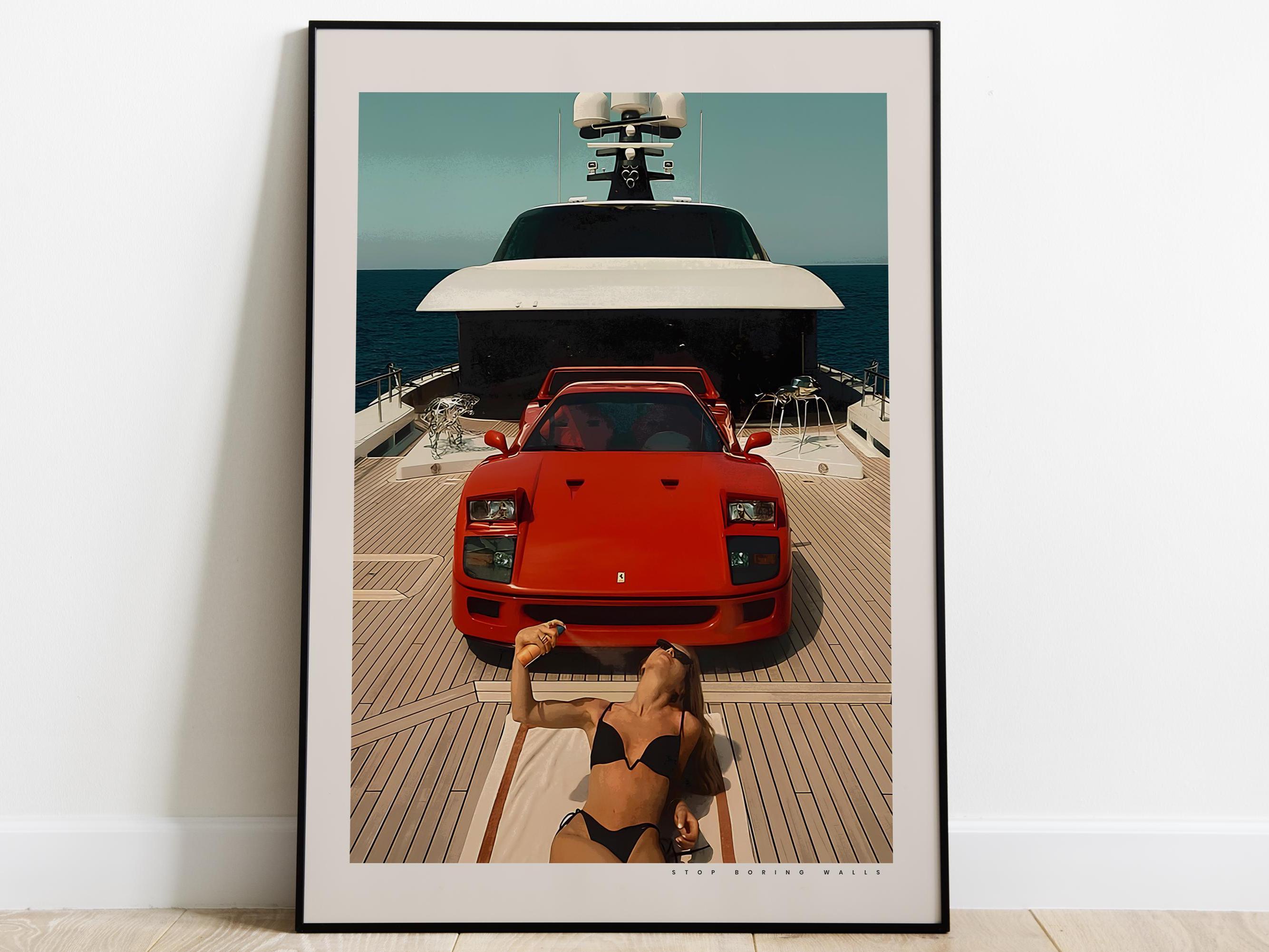 フェラーリF40ヴィンテージポスター、象徴的な車のウォールアート