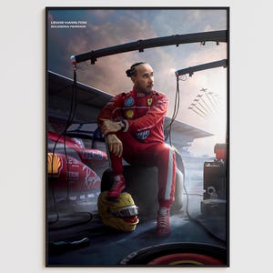 Lewis Hamilton Sammelposter, 2025 Edition Scuderia Ferrari, Geschenkidee für F1- und Motorsport-Liebhaber
