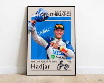 Isack Hadjar Poster, First Dutch GP Podium 2025 with VCARB F1 Team, F1 Poster, Gift for F1 Fans, Formula One Poster