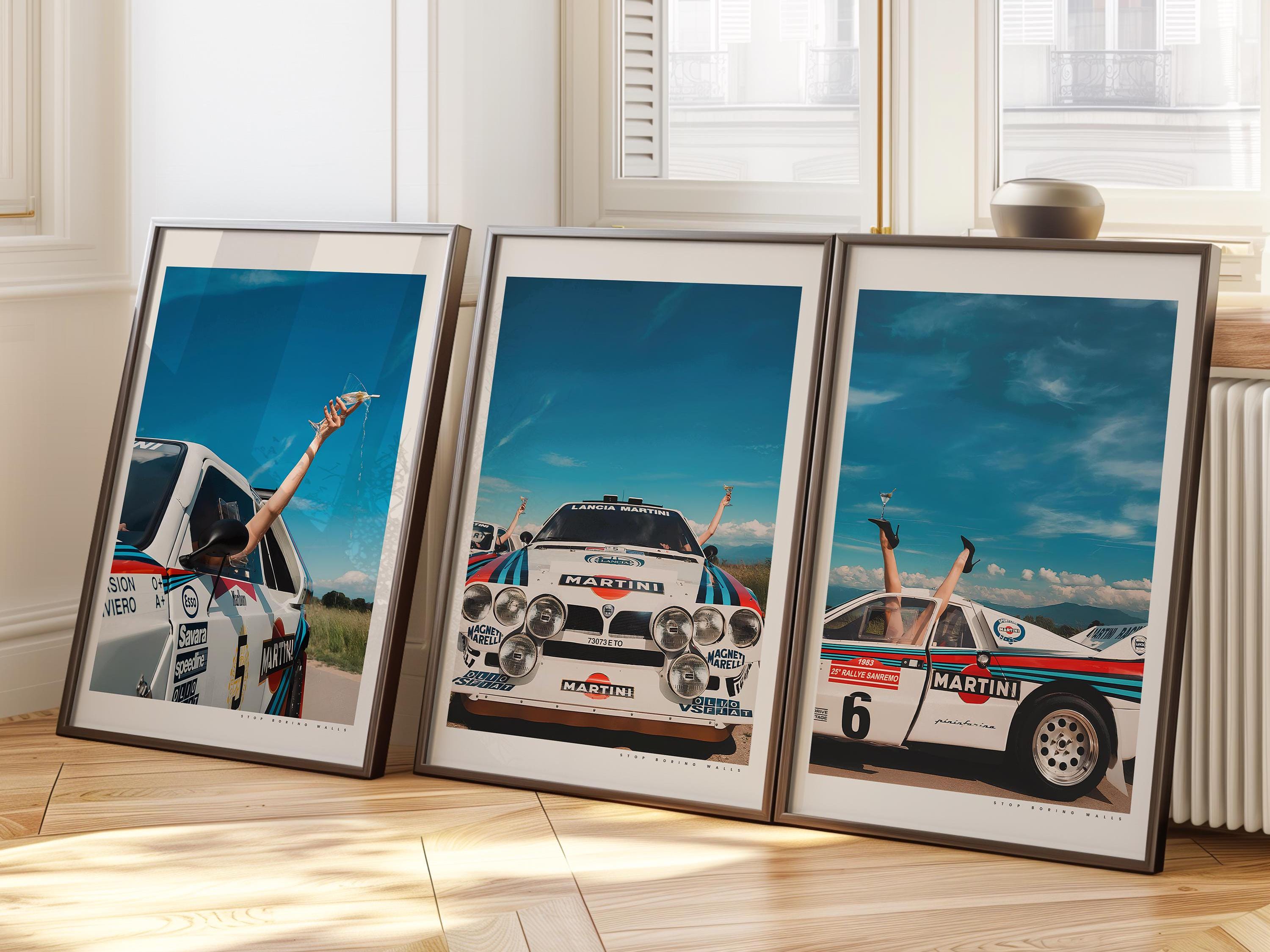 Set of 3 Martini Lancia Delta Posters, Rally Car Print, Vintage Rally Poster, Martini Racing Print, Marlboro Poster, WRC Wall Art