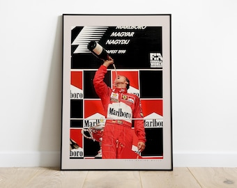 Michael Schumacher Poster, Scuderia Ferrari, Marlboro Vintage, F1 Poster, Formula 1 Print, Gift for Formula 1 Fans