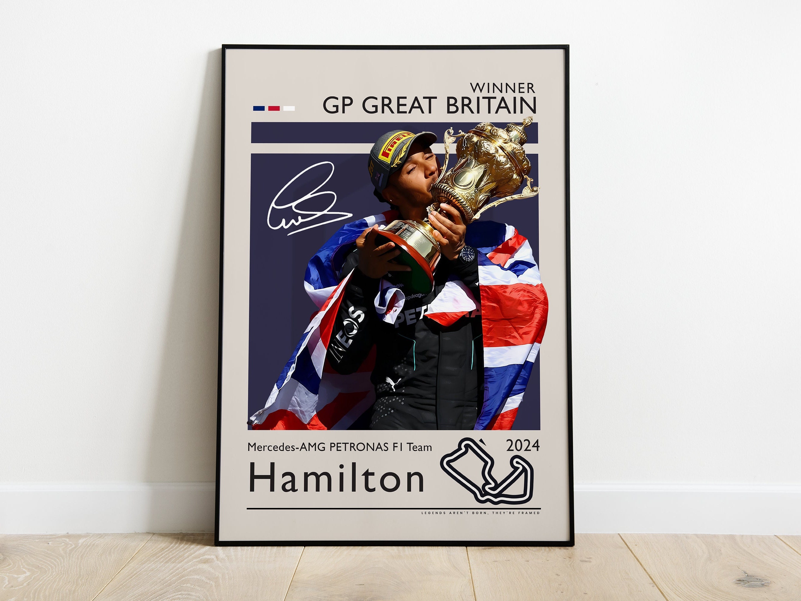Estampe Giclée Lewis Hamilton Silverstone 2024 - Format 61x86 Cm, Sport Automobile F1