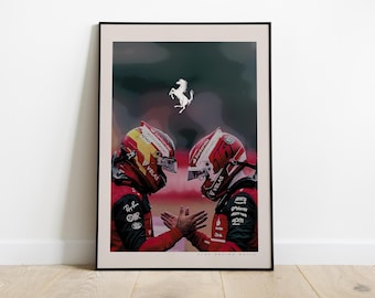 Scuderia Ferrari Poster, Leclerc Sainz, Carlos Sainz, Charles Leclerc, F1 Poster, Formula 1 Print, Gift for Formula One Fans