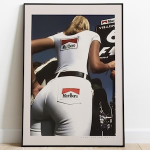 Vintage Formula 1 Poster, Ragazza della Griglia – Marlboro F1 Classic Racing Wall Art, Motorsport Decor Gift for Formula Uno Fans