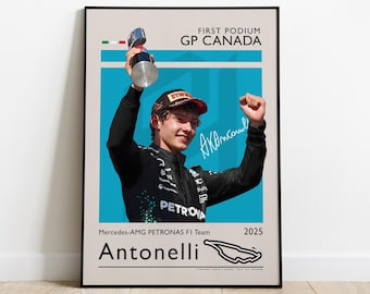 Kimi Antonelli Poster, First Canadian GP Podium 2025 with Mercedes - AMG Petronas, F1 Poster, Gift for F1 Fans, Formula One Poster