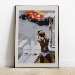 Póster vintage del GP de Fórmula 1 de Mónaco, póster de Ferrari, F1 de Mónaco, póster de F1, impresión de Fórmula 1, regalo para fanáticos de la Fórmula 1