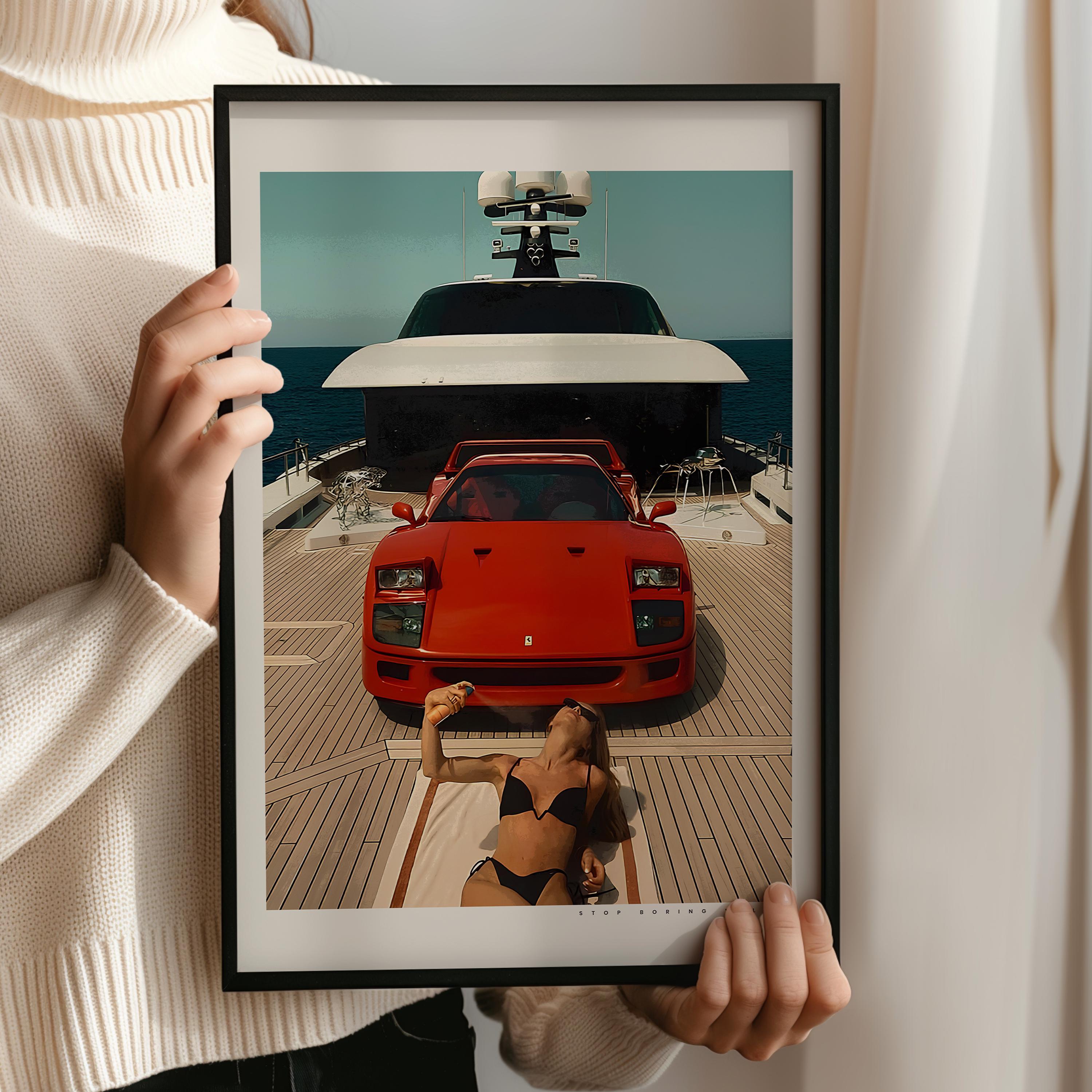 フェラーリF40ヴィンテージポスター、象徴的な車のウォールアート