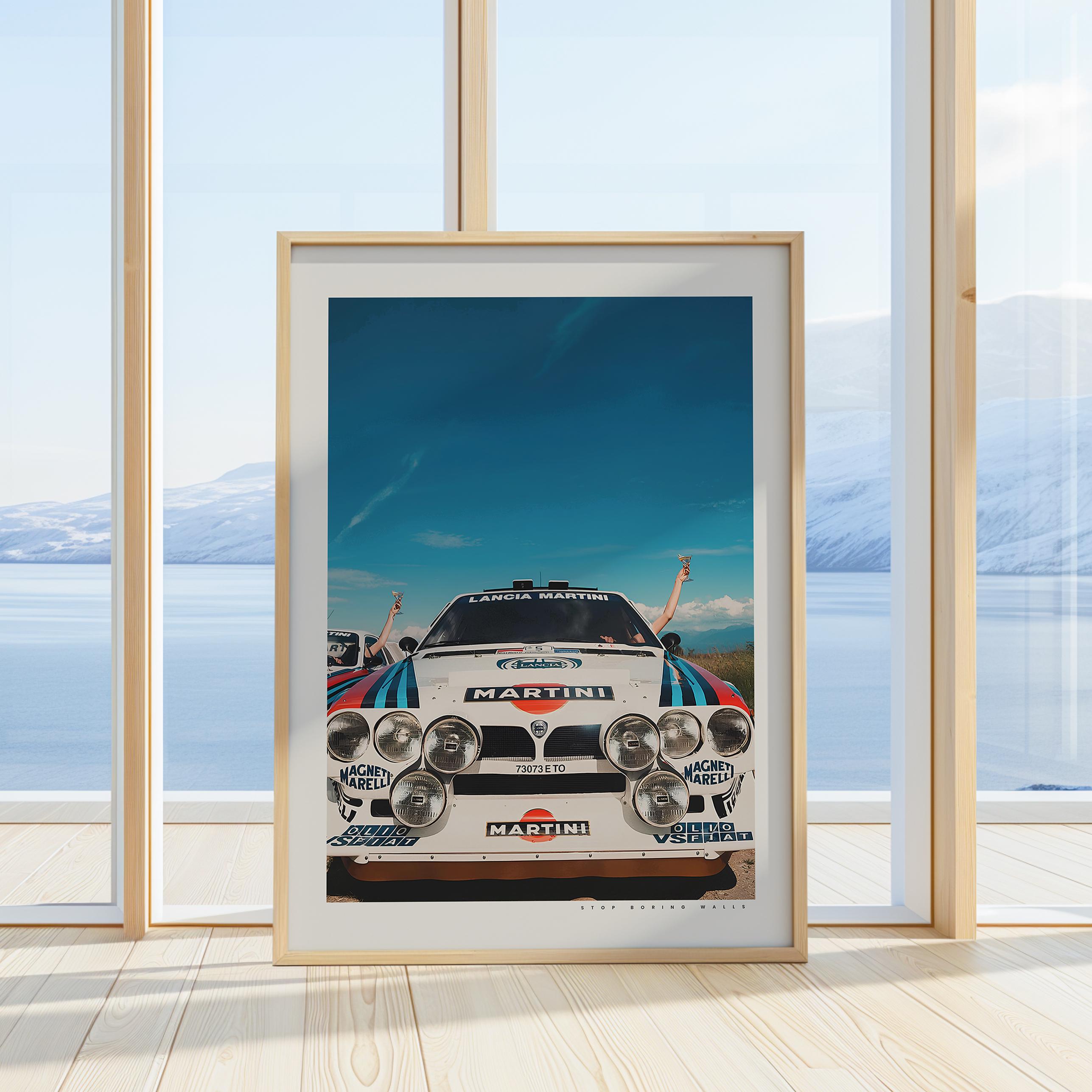 JONZA Poster vintage de voiture de rallye de course pour Lancia Delta HF Intégrale Peinture décorative sur toile murale et image d'art Décoration de chambre familiale 50 x 50 cm