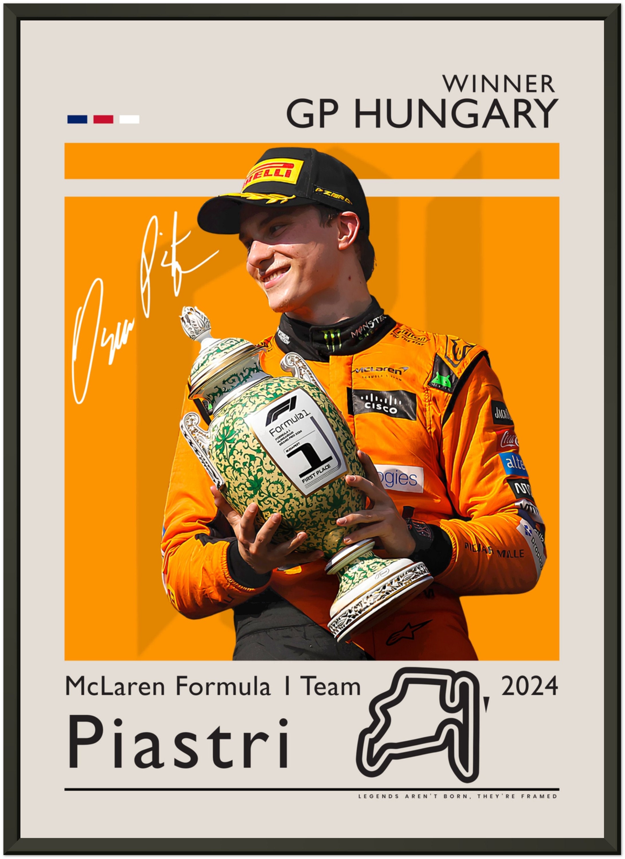 Oscar Piastri Poster, Winner Hungarian GP 2024 With Mclaren