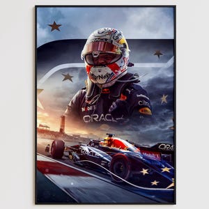 Max Verstappen Poster - Vincitore GP USA 2022 Red Bull Formula 1 Print F1 Fan Gift Racing Wall Art
