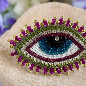 Broche mauvais œil en perles colorées, épingles protectrices pour les yeux faites main, bijoux tendance