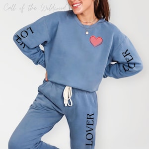 Fleece Sweatpants, Matching Set with Sweatshirt, Lover Design, Cozy Lounge Wear, Unisex Joggers, Comfortable Pants