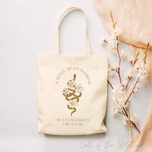 A Well Read Woman Is a Dangers Creature Literary Tote - Book Lover Tote Bag - Bookworm Gift - Library Book Club - Reading Teacher Gift