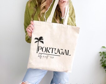 Gepersonaliseerde bestemming bruiloft draagtas - katoenen canvas draagtas - bruidsfeestcadeau - strandtrouwtas - aangepaste bruiloft welkomsttas