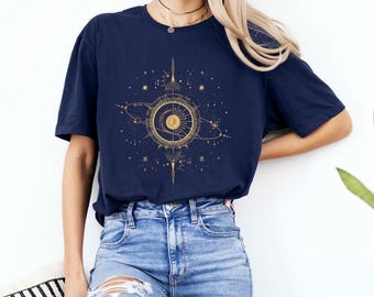 Celestial Women&#39;s Tee - Stargazing Shirt - Astronomy Shirt - Space Lover Gift - Universe Graphic Tee - Galaxy T-Shirt