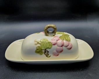 Vintage Metlox Pottery Poppytrail Pink Grape Butter Dish with Lid
