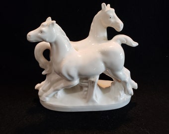 White Horse Porcelain Figurines Made in Japan