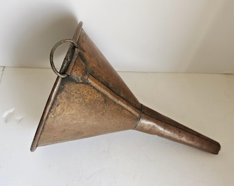 Vintage Copper Funnel with Tin Lining for Rustic Decor