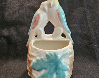 Vintage Morton Pottery Lovebirds Wall Pocket Planter
