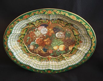 Daher Decorated Wear Tin Oval Bowl or Tray with Fruit and Floral