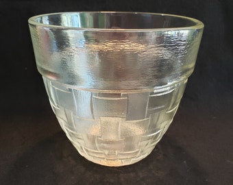 Anchor Hocking Clear Glass Planter Pot Basket-weave Design