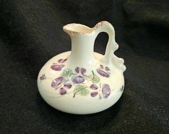 Vintage Ceramic Hand Painted Small Pitcher with Violets