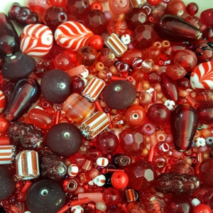 Multiple Red Tone Bead Mix 6 Oz.