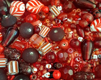 Multiple Red Tone Bead Mix 6 Oz.