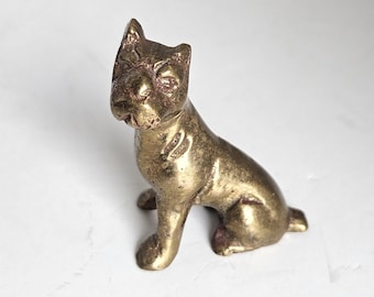 Mini Brass Pitbull Terrier Dog Figurine