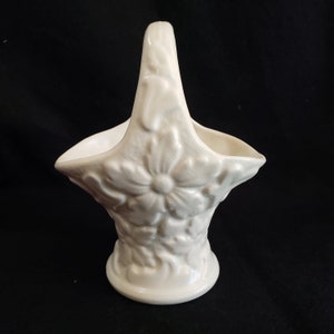 Vintage White Sylvac Pottery Basket Floral Pattern