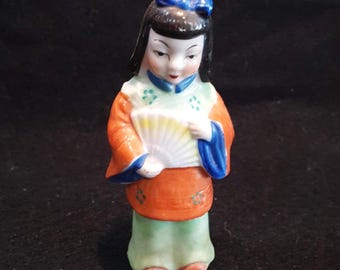 Vintage Japanese Girl with Fan Figurine