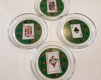 Set of 4 Glass Coasters Poker Playing Card Luminarc