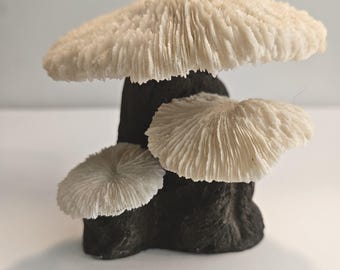Vintage Mushroom Coral and Driftwood Figurine 3 Caps