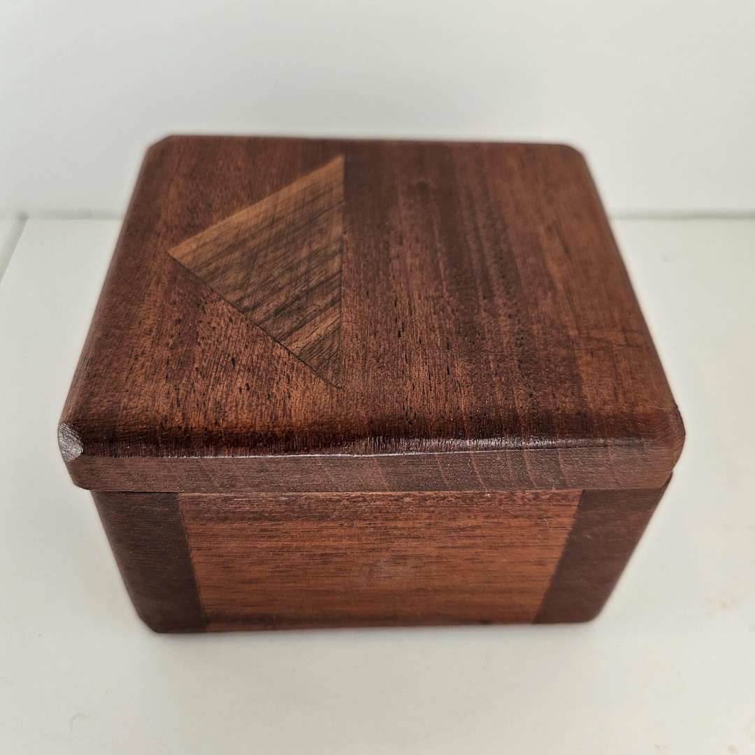 Small Decorative Wood Box With Triangle Inlay - Etsy